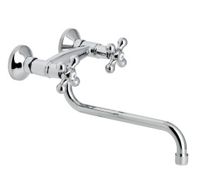 NEW REGENT Wall sink mixer with 15cm low tube, 24 cm spout